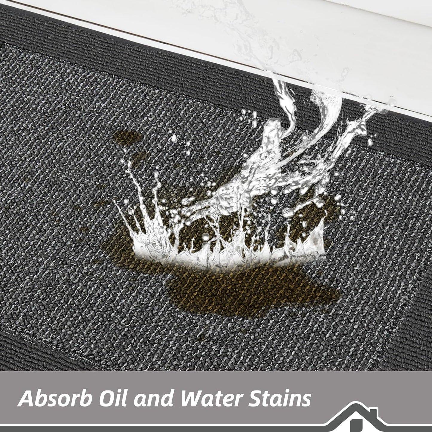 BEQHAUSE Kitchen Runner Rugs 24"x60", Kitchen Rugs Non-Slip Kitchen Mats for Floor, Absorbent and Stain Resistant Kitchen Mats, Machine Washable Rug for Kitchen, Hallway, Laundry & Sink, Charcoal