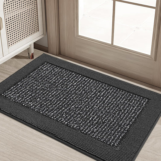 BEQHAUSE Indoor Door Mat 20" x 32", Dirt Trapper Door Mats Non-Slip Entryway Rugs Washable, Resist Dirt Absorbent Welcome Mat, Low Profile Floor Mats for Front Back Door and Entryway, Charcoal