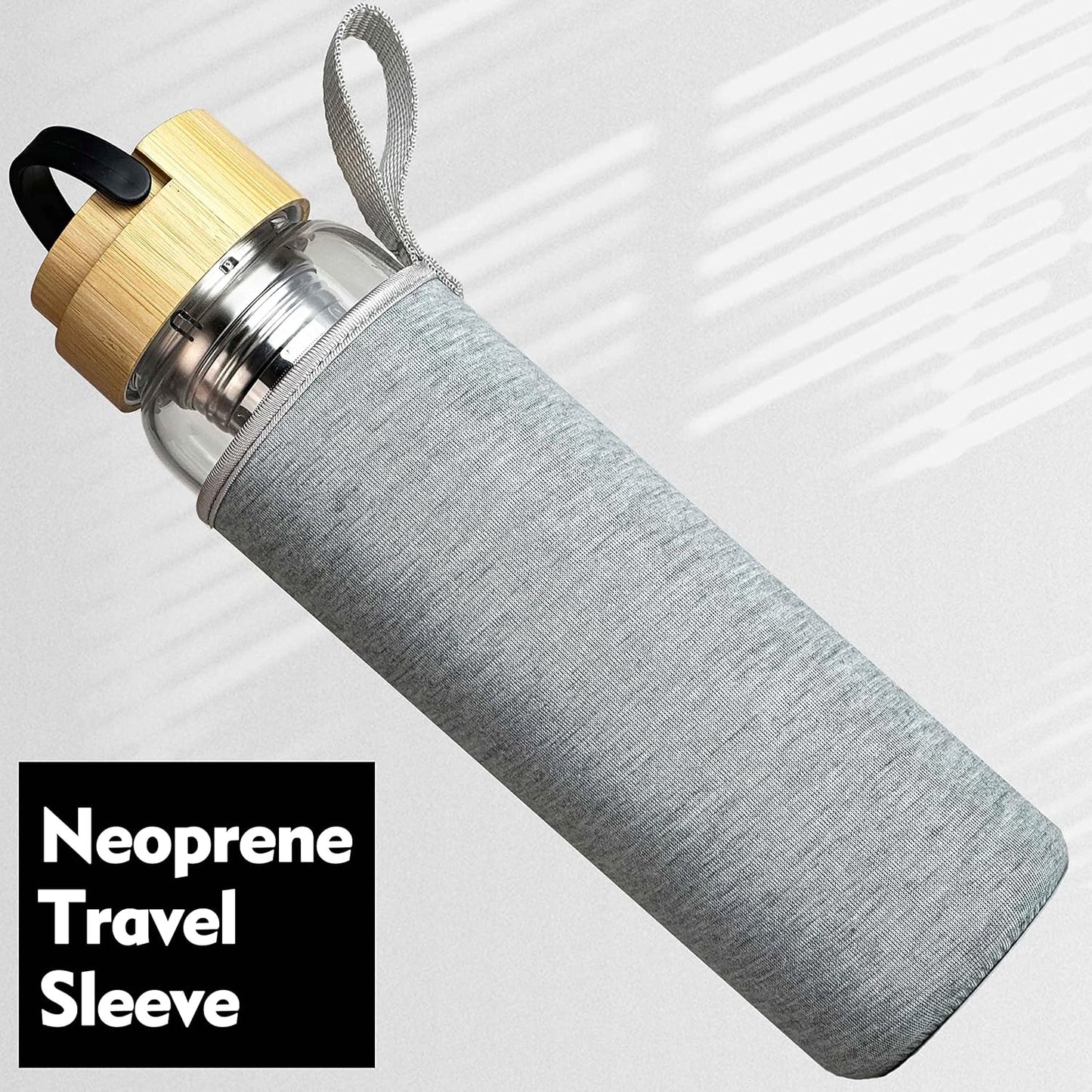 32 oz Motivational Glass Water Bottles with Bamboo Lid Straw and Time Marker - Sports Water Bottle for Drinking