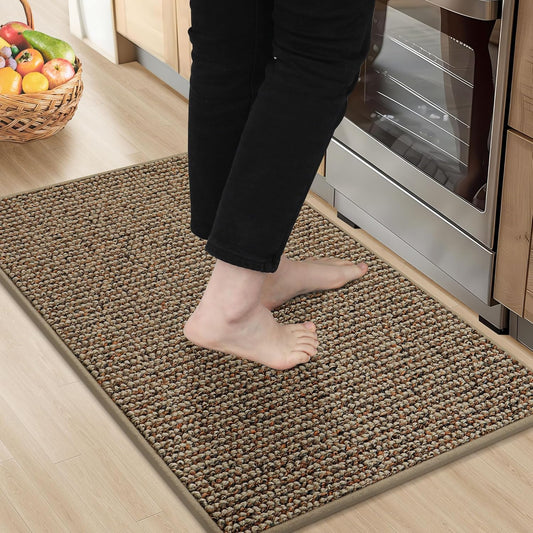 BEQHAUSE Kitchen Rugs 20"x32", Non-Slip Kitchen Mats for Floor, Super Absorbent and Stain Resistant Kitchen Rugs, Machine Washable Rugs for Kitchen, Hallway, Laundry & Sink, Taupe