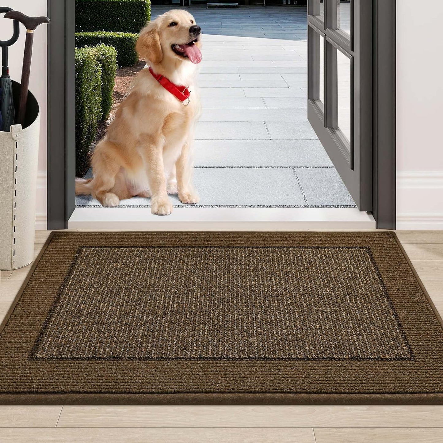 BEQHAUSE Indoor Door Mat 24" x 36", Dirt Trapper Door Mats Non-Slip Entryway Rugs Washable, Resist Dirt Absorbent Welcome Mat, Low Profile Floor Mats for Front Back Door and Entryway, Brown