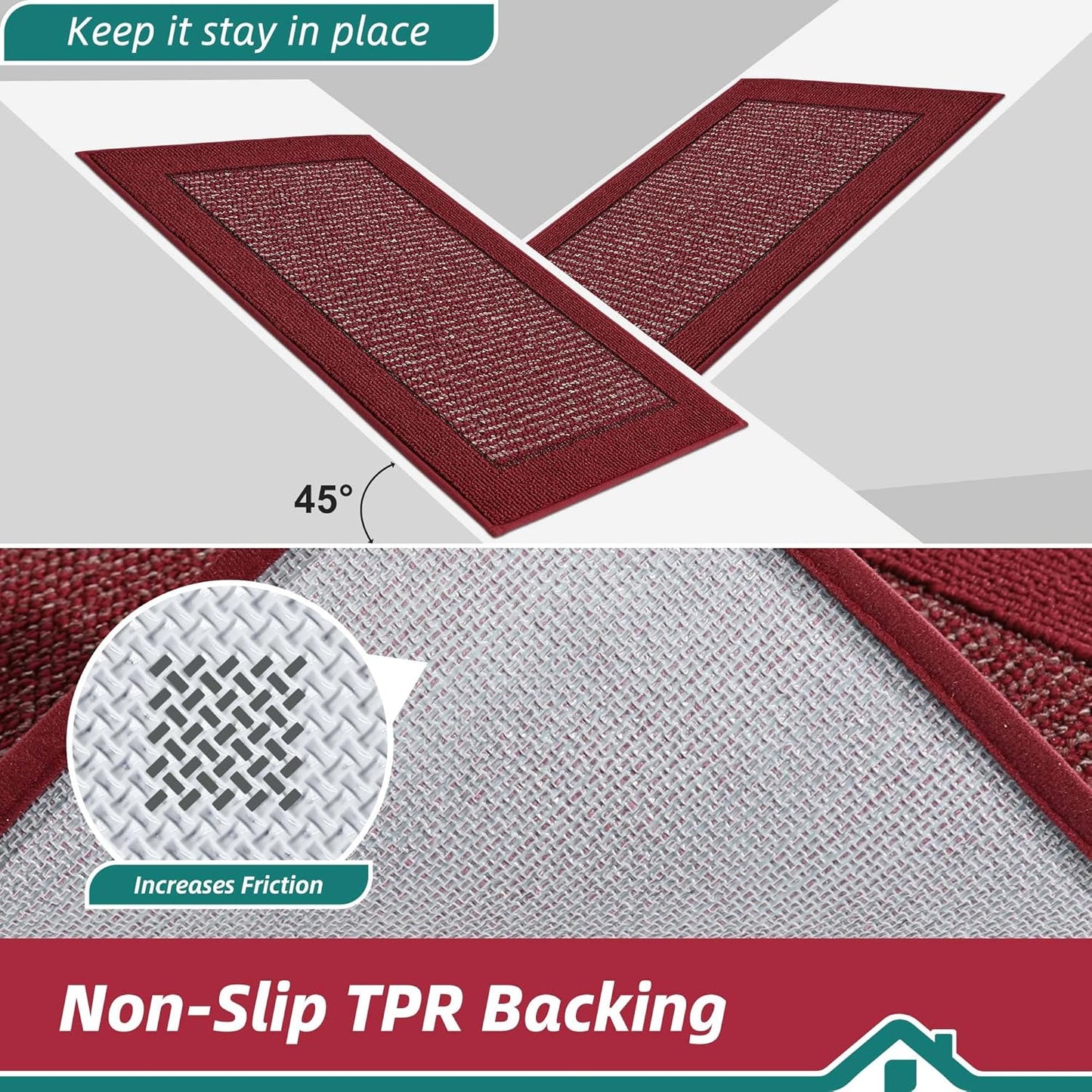 BEQHAUSE Indoor Door Mat 32" x 48", Dirt Trapper Door Mats Non-Slip Entryway Rugs Washable, Resist Dirt Absorbent Welcome Mat, Low Profile Floor Mats for Front Back Door and Entryway, Red