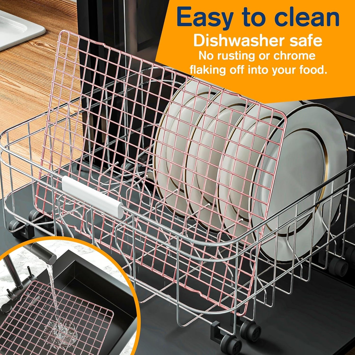 2-Pack Cooling Racks for Cooking and Baking - 10" x 15"Heavy Duty Stainless Steel Wire Rack for Baking, Grilling, Roasting - Oven & Dishwasher Safe - Fits Jelly Roll Sheet Pan（Rose Gold）