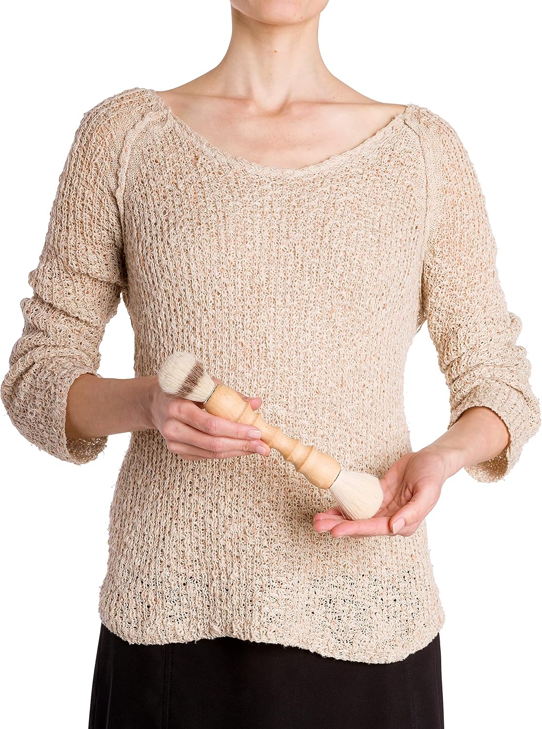 Redecker Double Dust Brush with Oiled Beechwood Handle, Goat Hair and Pig Bristle Brush Heads, Made in Germany