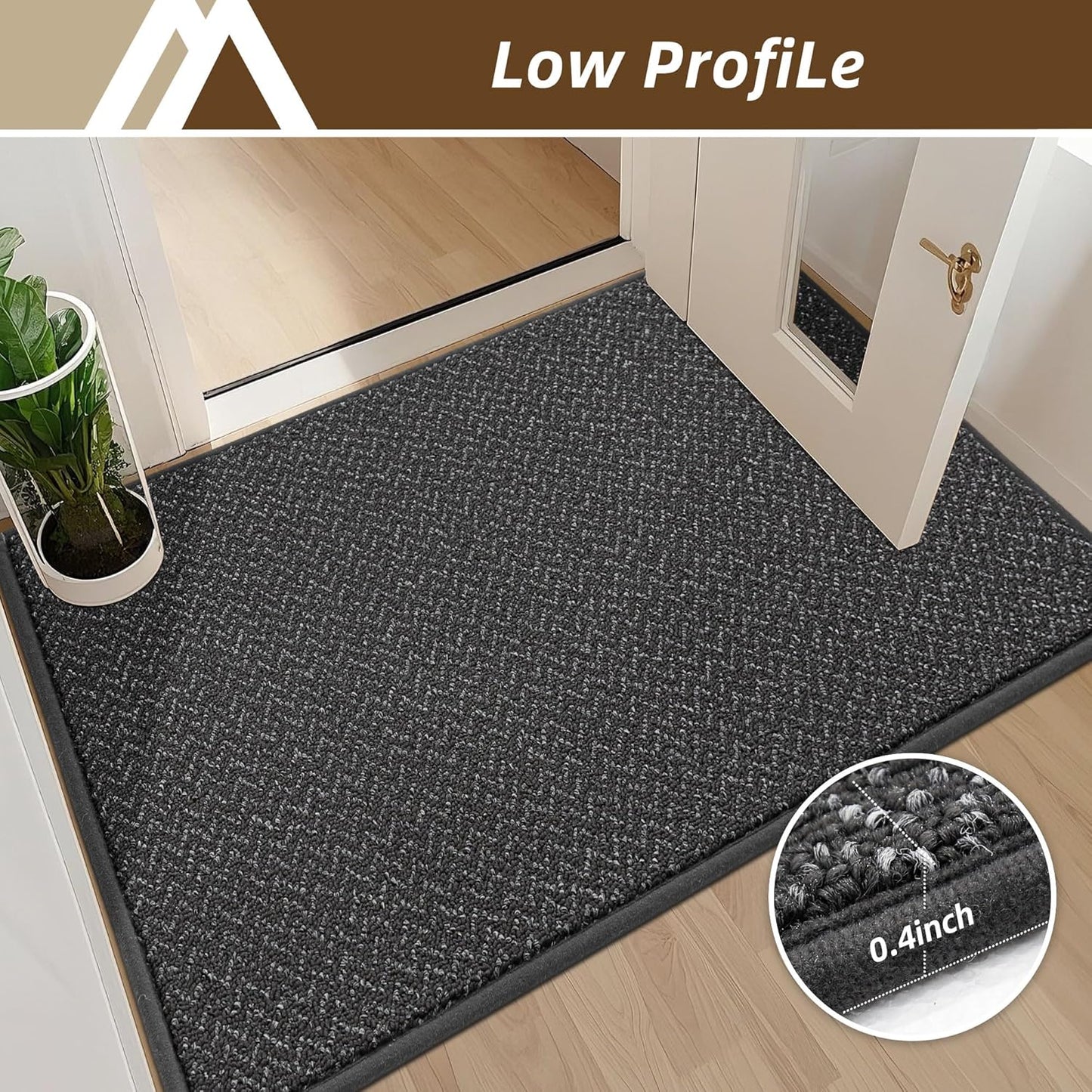 COSY HOMEER-Door-Mat 24"x36" Non Slip Absorbent Entryway Rugs Dirt Trapper Doormats Washable Entrance Mats Low Pile Welcome Floor Mat for Front Back Door and Entry Mats,Dark Grey