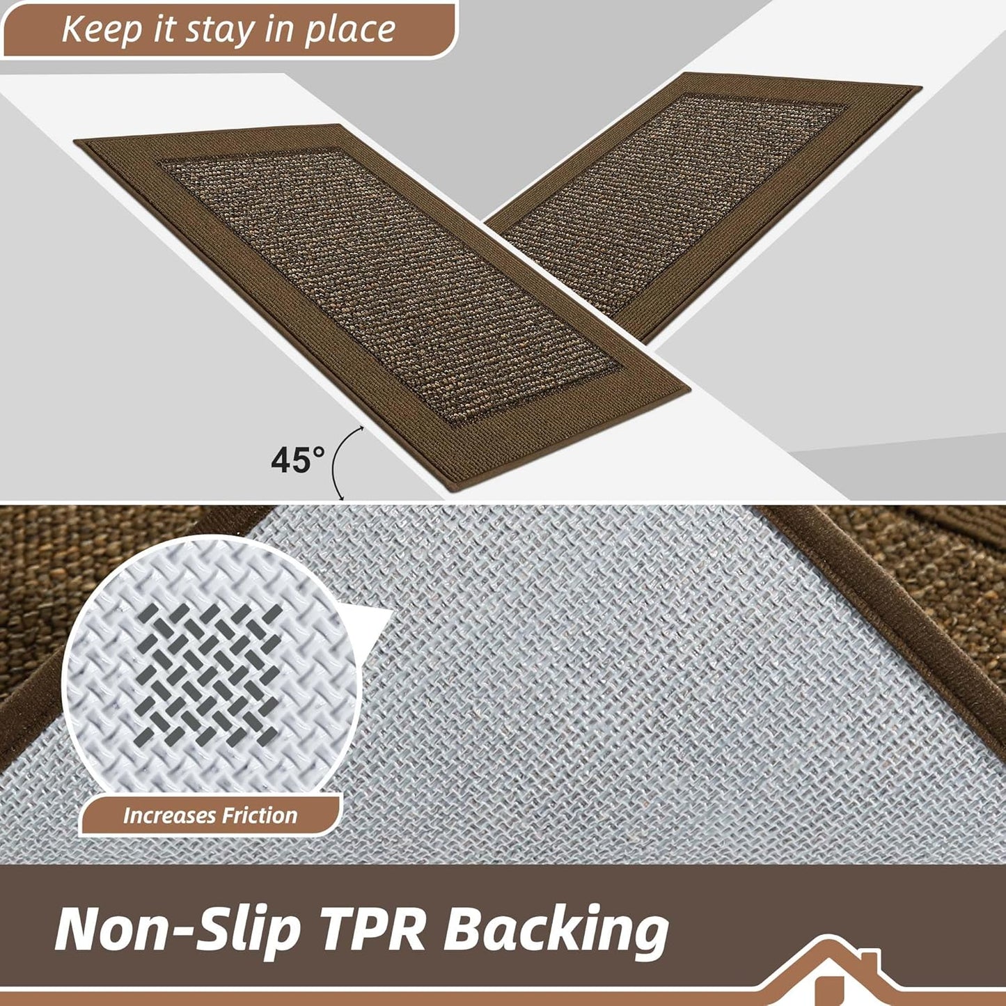 BEQHAUSE Indoor Door Mat 20" x 32", Dirt Trapper Door Mats Non-Slip Entryway Rugs Washable, Resist Dirt Absorbent Welcome Mat, Low Profile Floor Mats for Front Back Door and Entryway, Brown