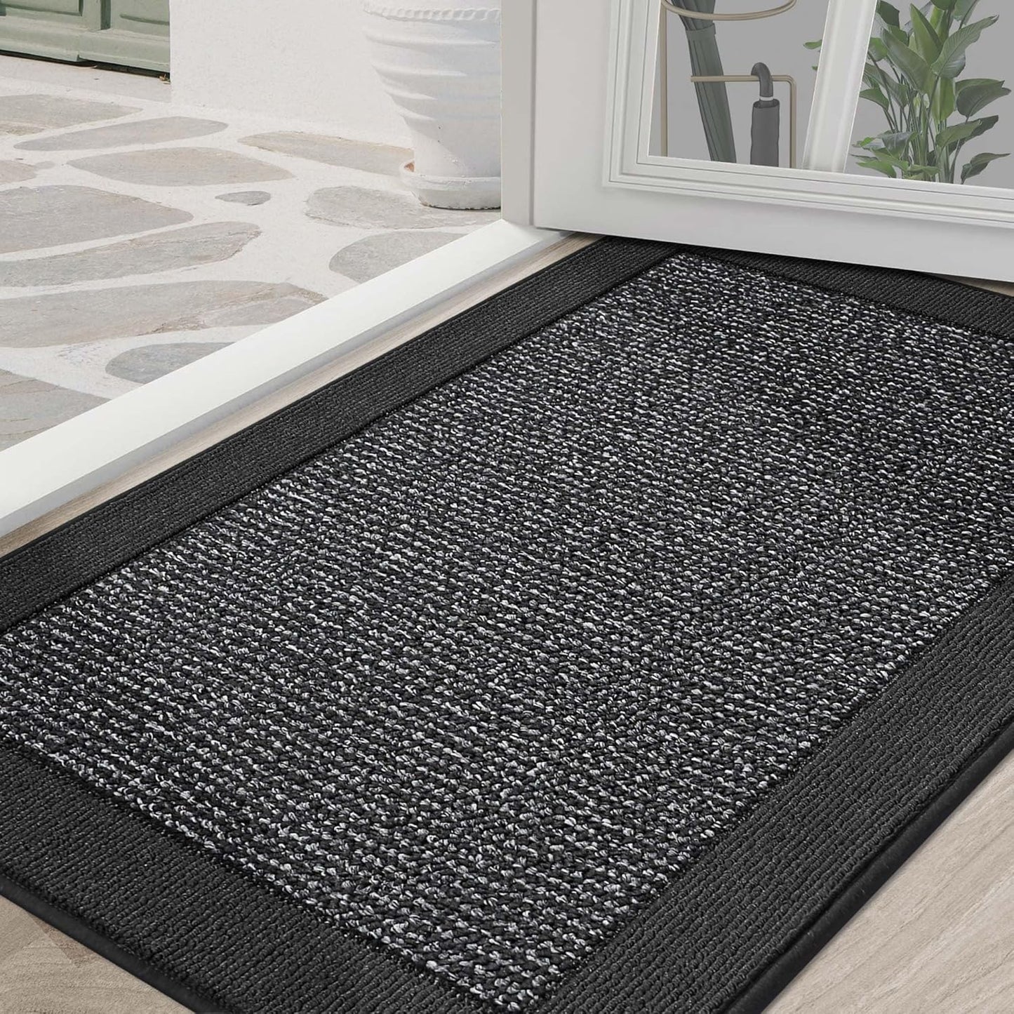 BEQHAUSE Indoor Door Mat 36" x 60", Dirt Trapper Door Mats Non-Slip Entryway Rugs Washable, Resist Dirt Absorbent Welcome Mat, Low Profile Floor Mats for Front Back Door and Entryway, Charcoal