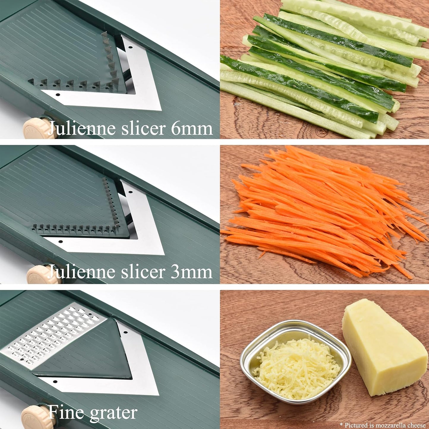 Adjustable Mandoline Slicer for Kitchen - Ultra Sharp V-Blade with Container, Julienning Slicer for Potatoes, Apples, Onions, Tomatoes