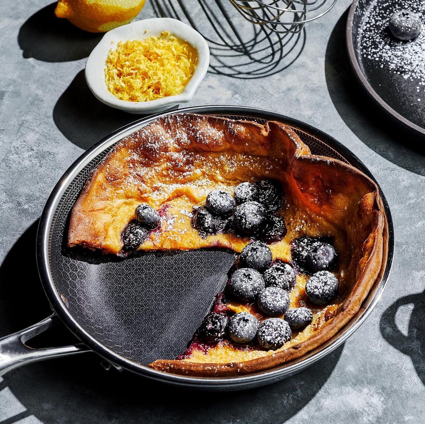 HexClad Hybrid Nonstick 8-Inch Frying Pan with Tempered Glass Lid, Stay-Cool Handle, Dishwasher-Friendly, Oven-Safe Up to 900°F, Induction Ready, Compatible with All Cooktops