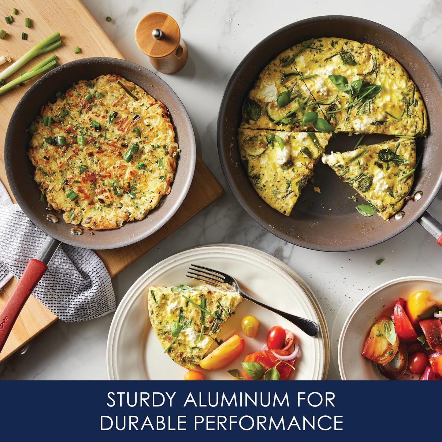 Rachael Ray Cucina Nonstick Frying Pan Set / Fry Pan Set / Skillet Set - 9.25 and 11 Inch, Cranberry Red