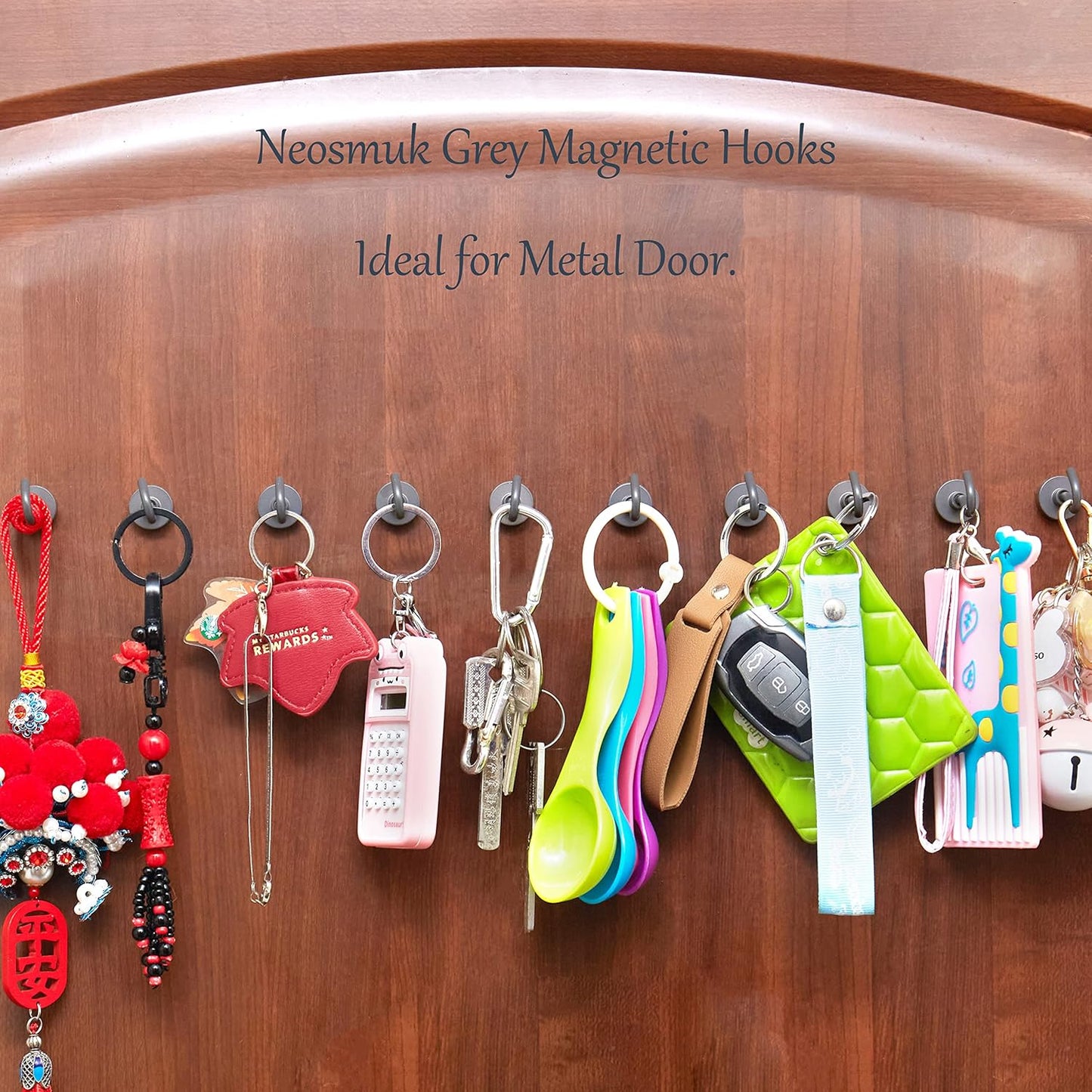 Neosmuk Magnetic Hooks,30lb+ Heavy Duty Earth Magnets with Hook for Refrigerator, Extra Strong Cruise Hook for Hanging, Magnetic Hanger for Curtain, Grill (Grey, 15 Pack)