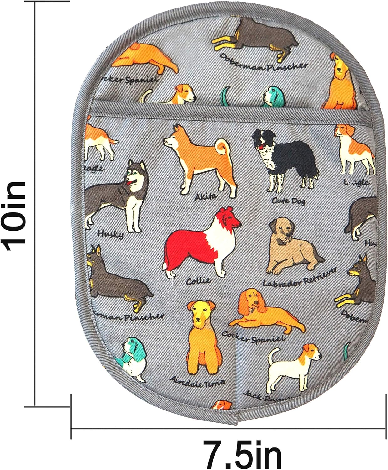 Pot Holders Set of 2 with Transparent Clear Silicone Shell and Nice Dog Printing Cotton Lining, Heat Resistant to 500 F Kitchen Oven Gloves Pot Holder for Cooking (Dog Flower, Potholders)