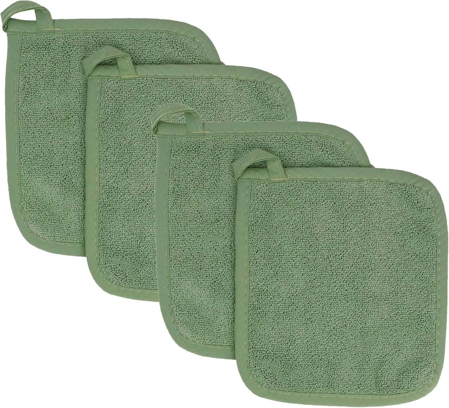 RITZ Terry Potholder & Hot Pad: Unparalleled Heat Resistant, Durable 100% Cotton – Ergonomically Designed for Optimal Grip – Easy-Care Machine Washable – 4-Pack, Juniper