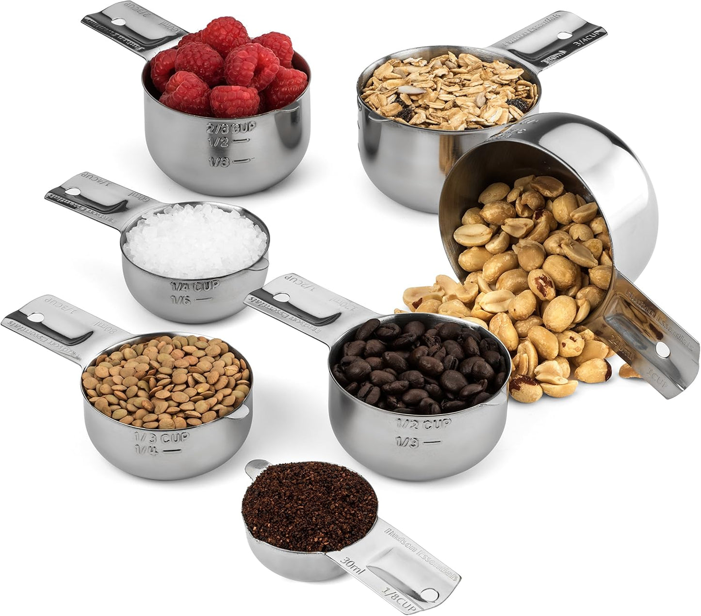 Hudson Essentials Stainless Steel Measuring Cups Set - Stackable Set with Spout