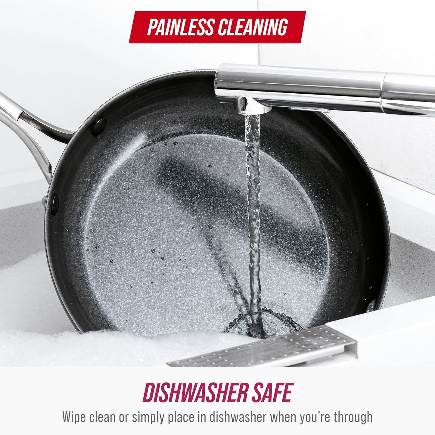 Blue Diamond 12" Nonstick Frying Pan with Lid, Diamond Infused PFAS & PTFE-Free Ceramic Skillet, Dishwasher & Oven Safe, Stay Cool Handle, Durable Non Toxic Metal Utensil Safe, Glass Lid, Pink