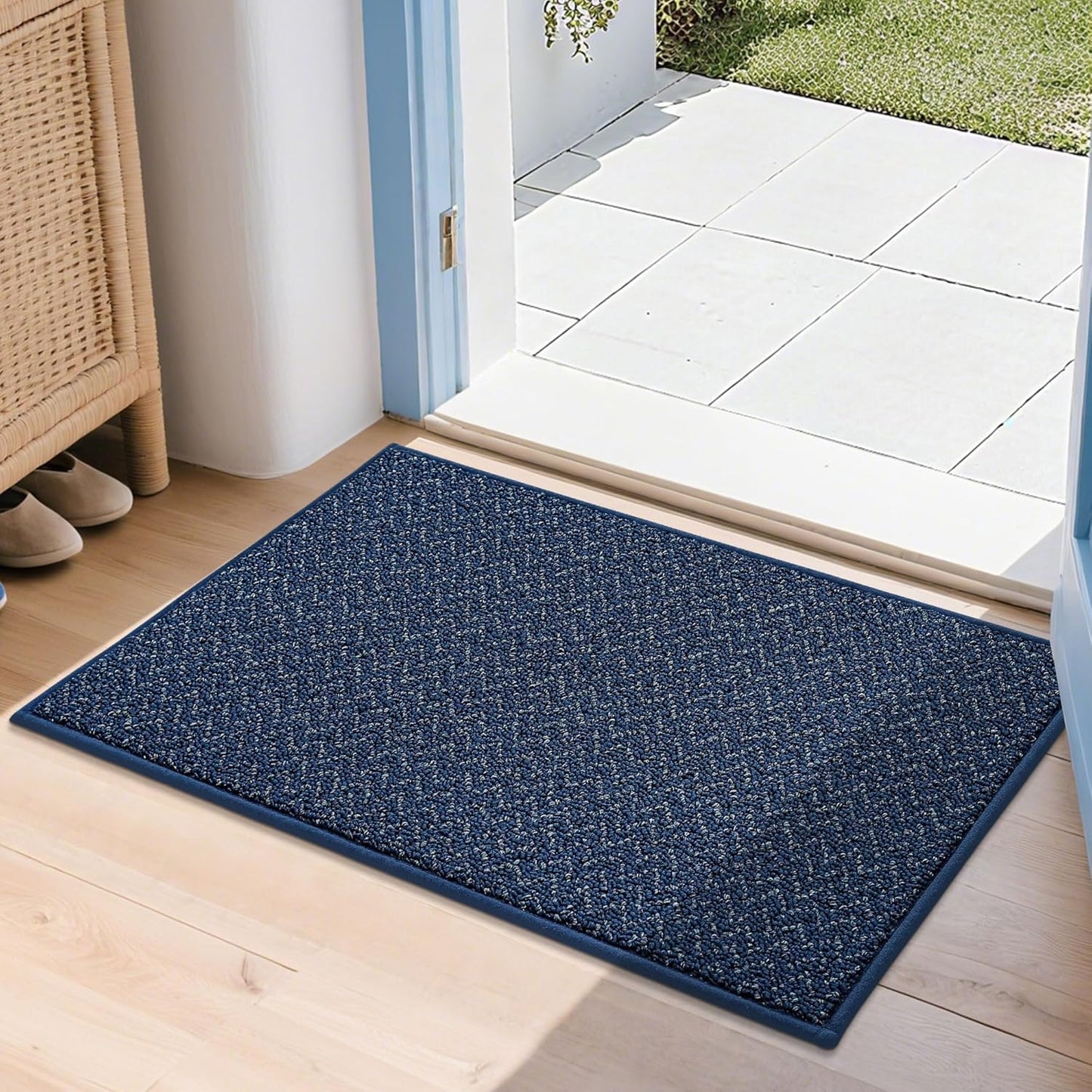 COSY HOMEER-Door-Mat 20" x 32" Non Slip Absorbent Entryway Rugs Dirt Trapper Doormats Washable Entrance Mats Low Pile Welcome Floor Mat for Front Back Door and Entry Mats,Navy Blue