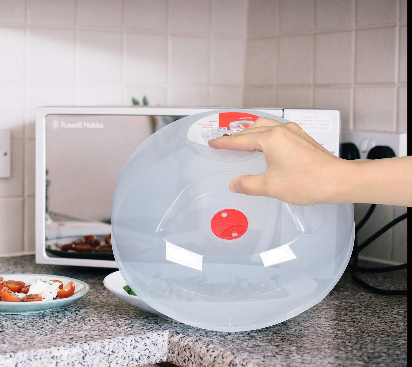 Large Microwave Cover for Food Easy Grip Microwave Splatter Cover Guard Lid with Steam Vent and BPA Free & 11.5 Inch, Dishwasher Safe