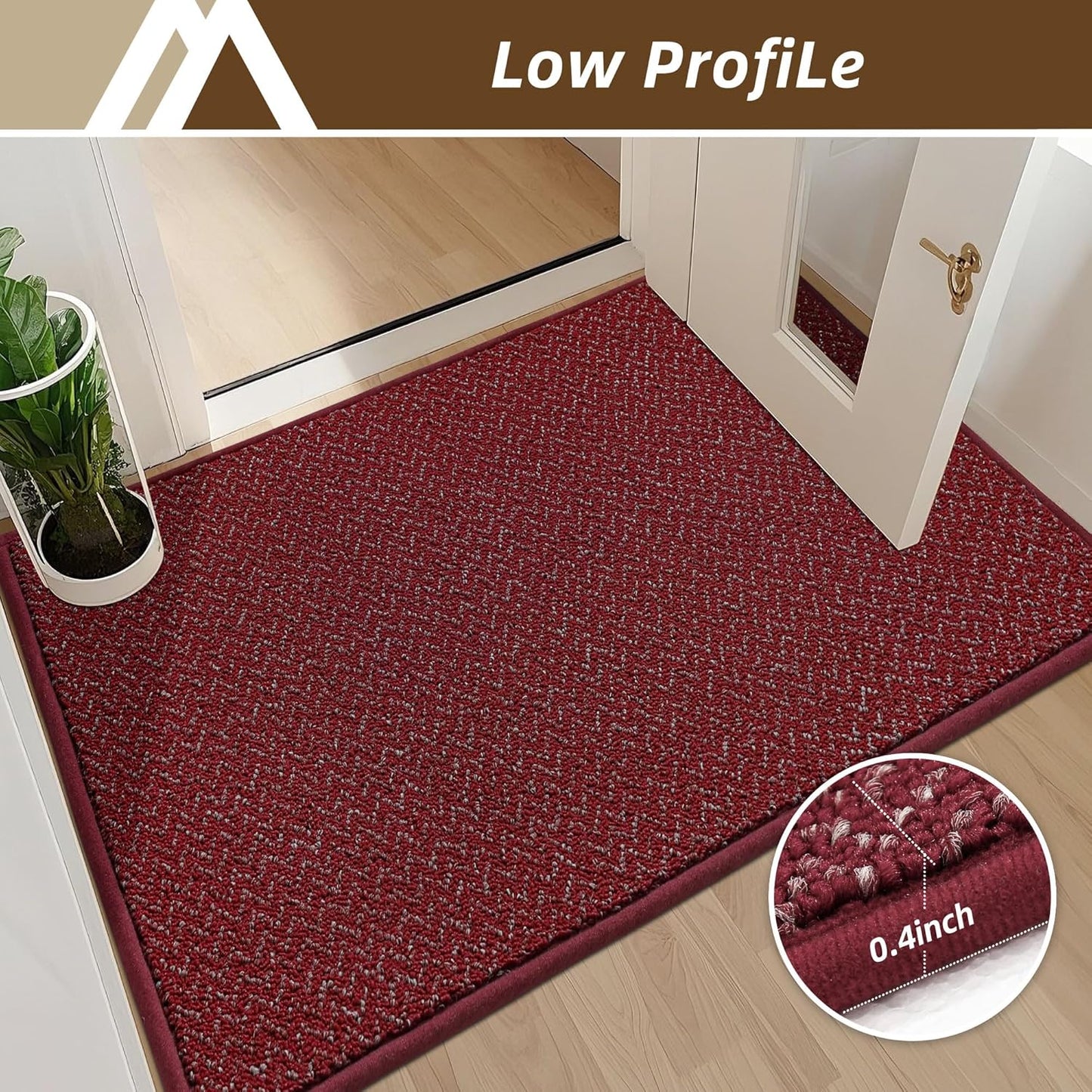 COSY HOMEER-Door-Mat 32"x48" Non Slip Absorbent Entryway Rugs Dirt Trapper Doormats Washable Entrance Mats Low Pile Welcome Floor Mat for Front Back Door and Entry Mats,Red