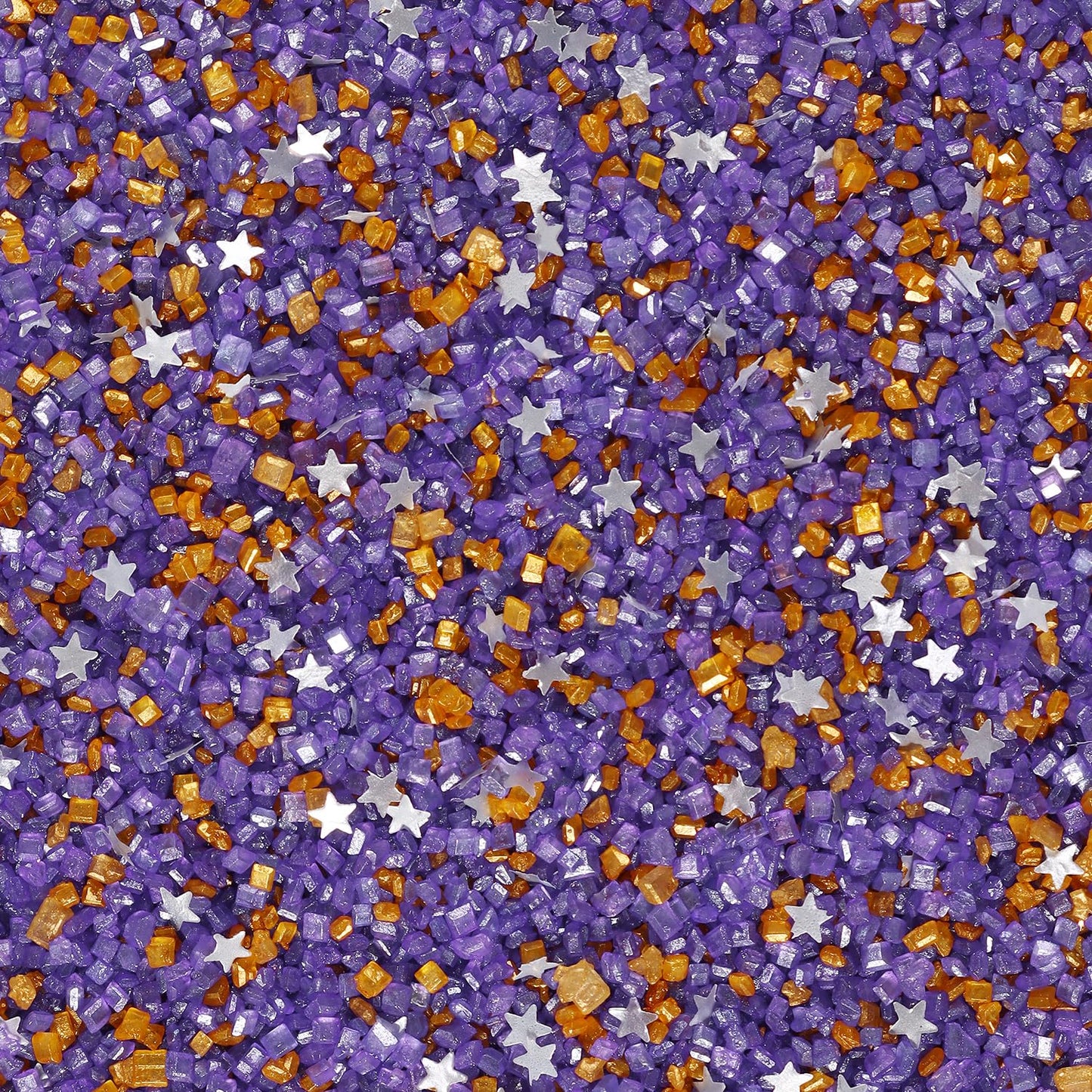 Sanding Sugar Edible Silver Glitter Stars Mix, Edible Purple Gold Sugar Sprinkles for Cake Decorating, Cupcake Toppers Cookie Decorations For Wedding Party Celebrations 3.5oz
